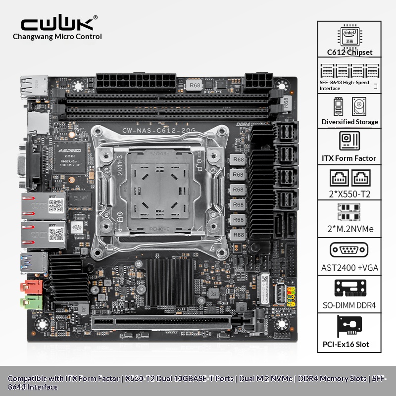 C612 LGA 2011-3 Xeon X99 Anaka - Nas Motherboard 8 Sata Mini Itx incelemesi ve fiyatı